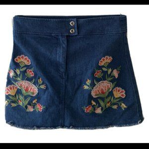 Fab'rik Embroidered Denim Mini Skirt Small